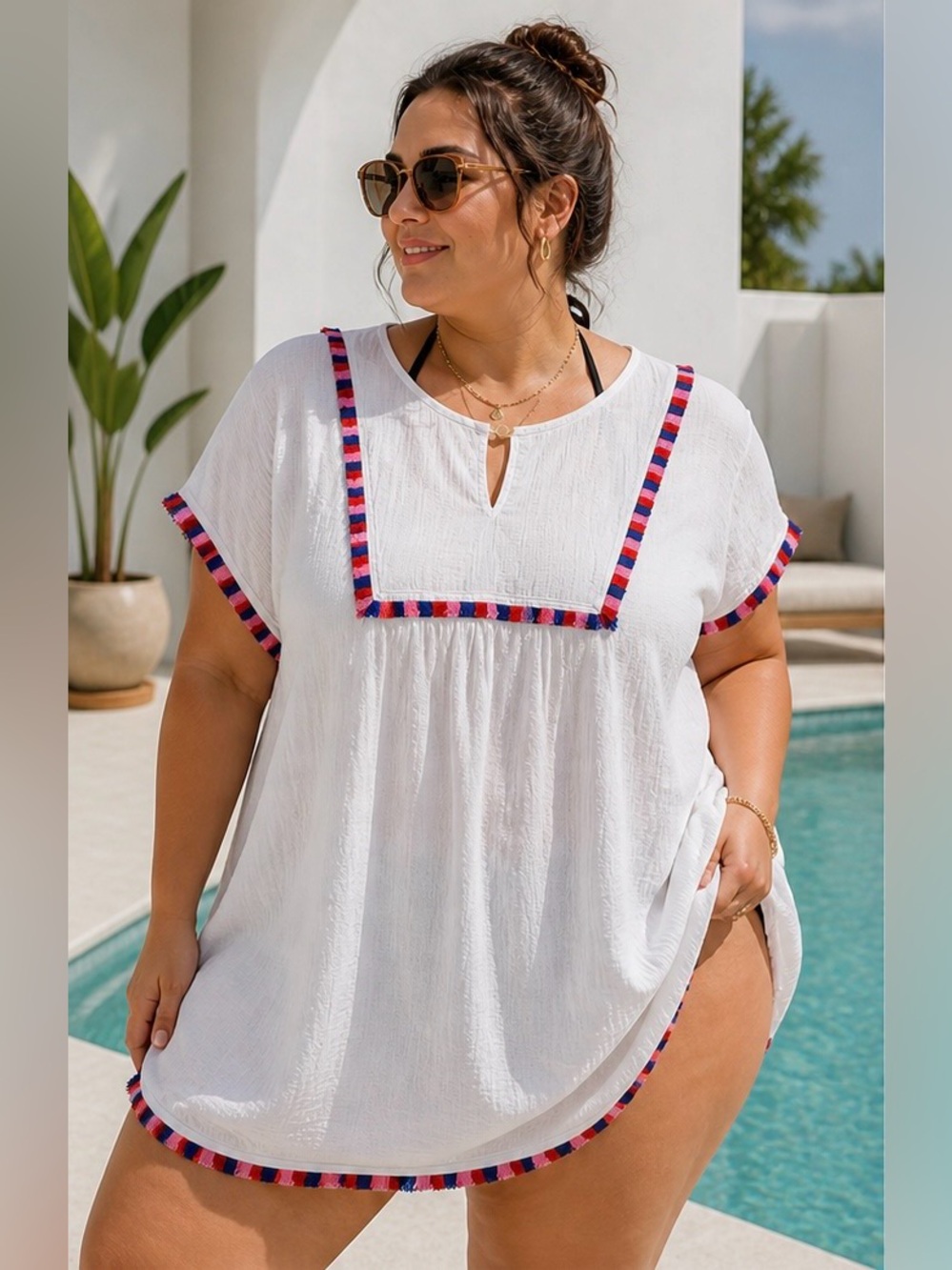 J.Crew Factory FRINGE Tunic Coverup Size XL